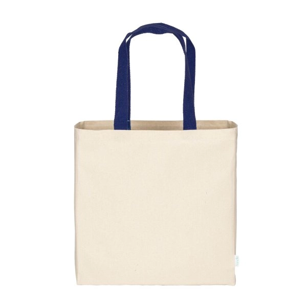 Immagine Maxi borsa shopper in cotone riciclato da 280 g/m2 naturale con manici colorati