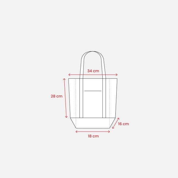 Immagine Mini borsa shopper in cotone riciclato da 340 g/m2 con manici e base colorati. GRS