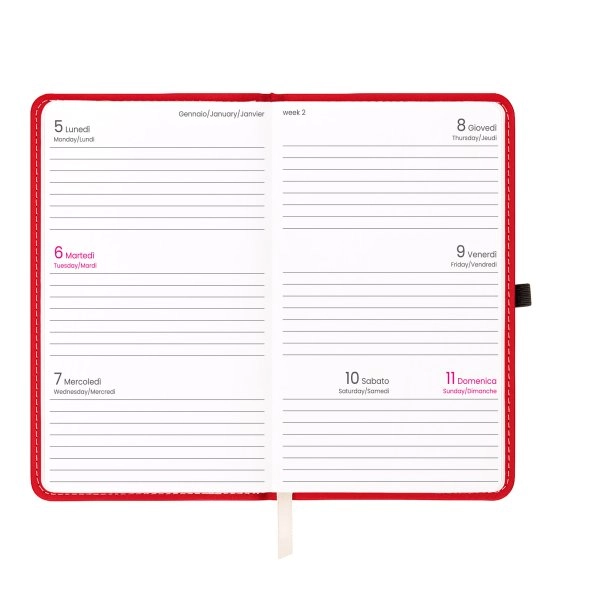 Immagine Agenda tascabile settimanale 2027, copertina rigida in PU termovirante con impuntura