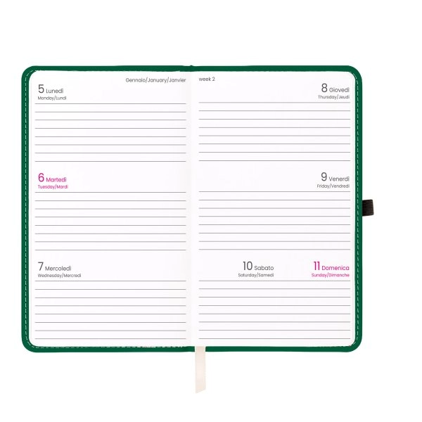 Immagine Agenda tascabile settimanale 2027, copertina rigida in PU termovirante con impuntura