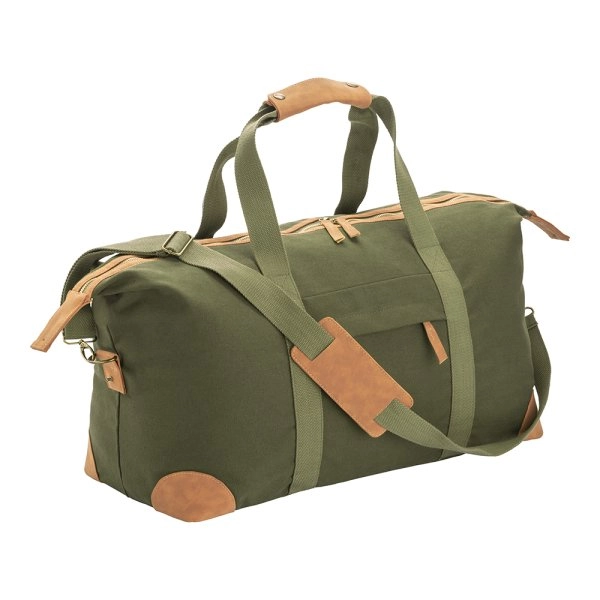 Borsa duffle in canvas riciclato. Tracolla regolabile e removibile con fibbie in metallo