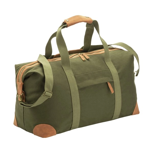 Immagine Borsa duffle in canvas riciclato. Tracolla regolabile e removibile con fibbie in metallo