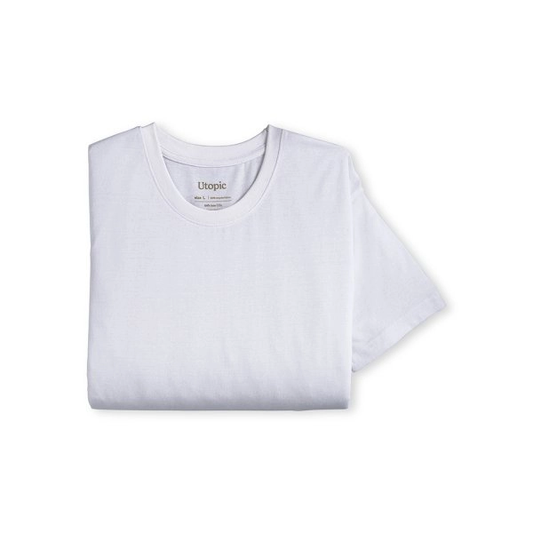 Immagine T-shirt unisex bianca in cotone e poliestere rigenerati da 145 g/m2