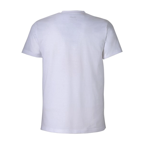 Immagine T-shirt unisex bianca in cotone e poliestere rigenerati da 145 g/m2