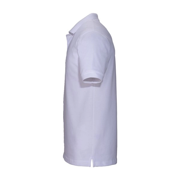 Immagine Polo unisex bianca in cotone e poliestere rigenerati da 200 g/m2