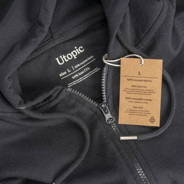 Immagine Felpa con cappuccio e zip unisex in cotone e poliestere rigenerati da 280 g/m2