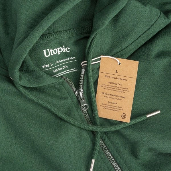 Immagine Felpa con cappuccio e zip unisex in cotone e poliestere rigenerati da 280 g/m2