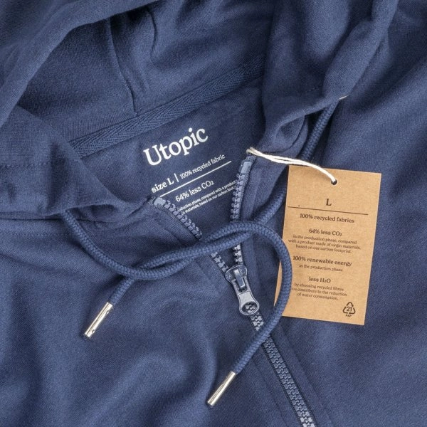 Immagine Felpa con cappuccio e zip unisex in cotone e poliestere rigenerati da 280 g/m2