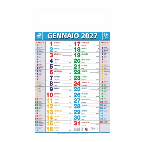 B058 - CALENDARIO OLANDESE MULTICOLOR