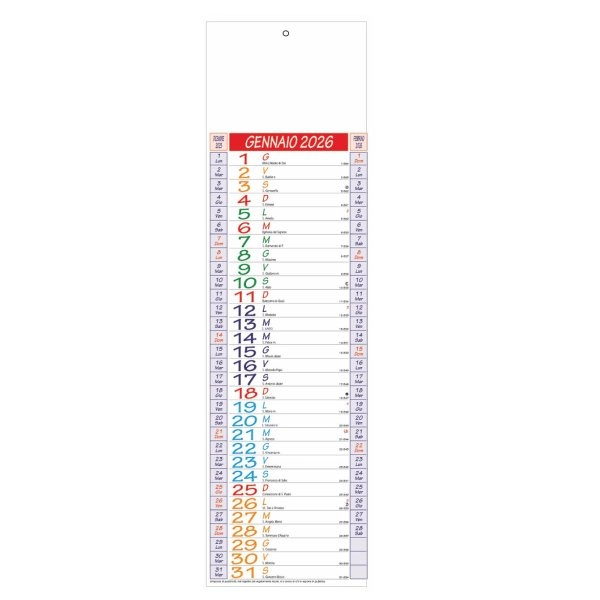 B051 - CALENDARIO OLANDESE SILHOUETTE MULTICOLOR ECONOMICO SLIM DA PARETE