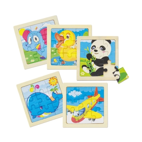 SET DI 5 PUZZLE IN LEGNO 