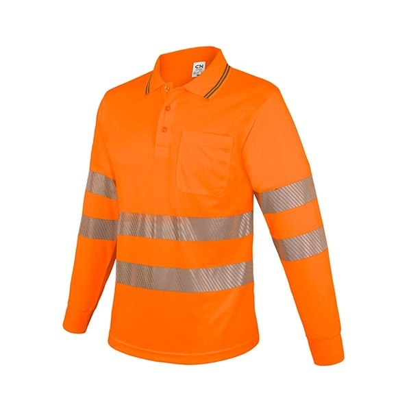 POLO A MANICHE LUNGHE CON TASCHINO E BANDE RIFLETTENTI “QVO”