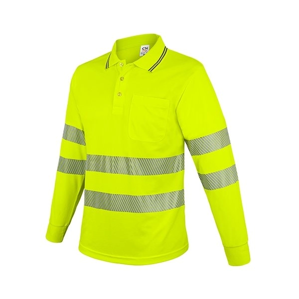 POLO A MANICHE LUNGHE CON TASCHINO E BANDE RIFLETTENTI “QVO”