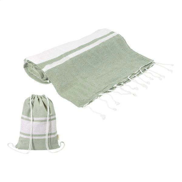 Immagine Tortuga telo mare in cotone riciclato e sacchetto con chiusura a coulisse