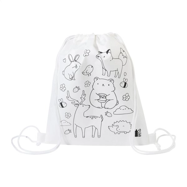Immagine Zocolo Borsa con cordoncino da colorare RPET, animali