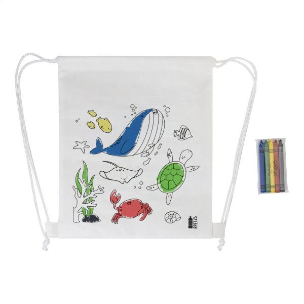 Immagine Zocolo Borsa con cordoncino da colorare RPET, animali