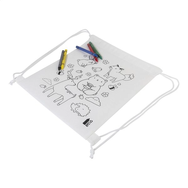 Immagine Zocolo Borsa con cordoncino da colorare RPET, animali