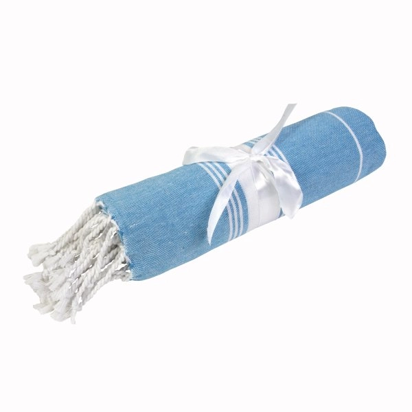 Telo mare/pareo stile Fouta 100% cotone 182gr/m2 con frange, misura 90x170 cm