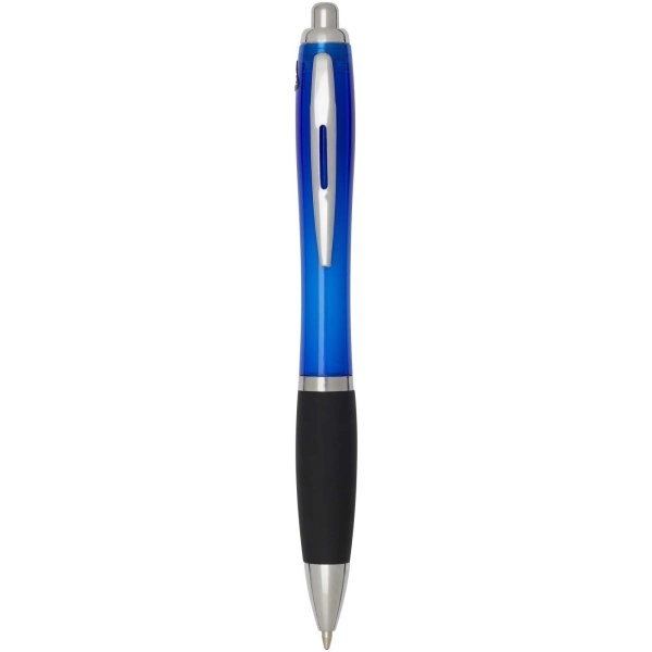 Immagine Penna a sfera in plastica riciclata certificata RCS con fusto colorato e impugnatura di colore nero (inchiostro nero) Nash