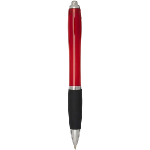 Immagine Penna a sfera in plastica riciclata certificata RCS con fusto colorato e impugnatura di colore nero (inchiostro nero) Nash