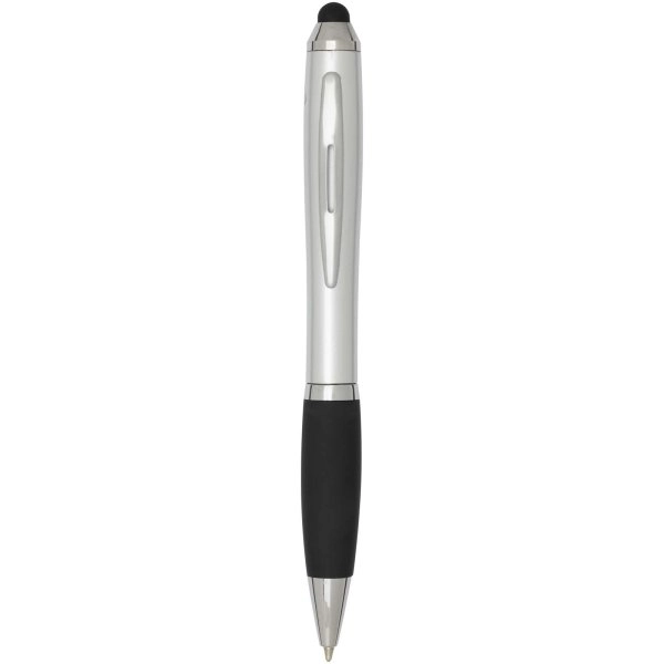 Immagine Penna a sfera con pennino in plastica riciclata RCS con fusto colorato e impugnatura di colore nero (inchiostro nero) Nash