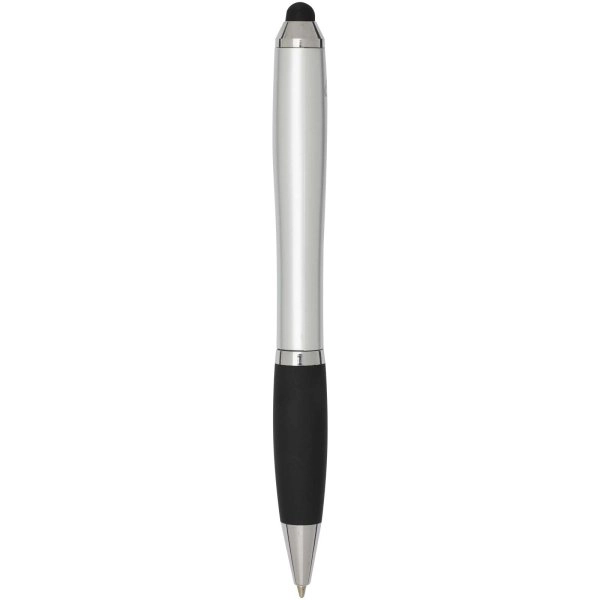 Immagine Penna a sfera con pennino in plastica riciclata RCS con fusto colorato e impugnatura di colore nero (inchiostro nero) Nash