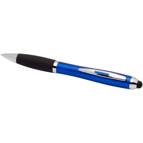 Immagine Penna a sfera con pennino in plastica riciclata RCS con fusto colorato e impugnatura di colore nero (inchiostro nero) Nash