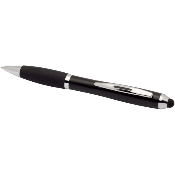 Immagine Penna a sfera con pennino in plastica riciclata RCS con fusto colorato e impugnatura di colore nero (inchiostro nero) Nash