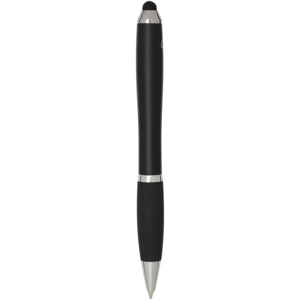 Immagine Penna a sfera con pennino plastica riciclata RCS con fusto colorato e impugnatura di colore nero (inchiostro blu) Nash