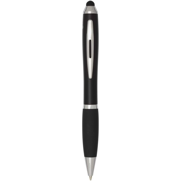 Immagine Penna a sfera con pennino plastica riciclata RCS con fusto colorato e impugnatura di colore nero (inchiostro blu) Nash