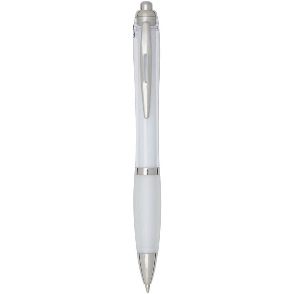 Penna a sfera in plastica riciclata certificata RCS con fusto e impugnatura colorati (inchiostro nero) Nash
