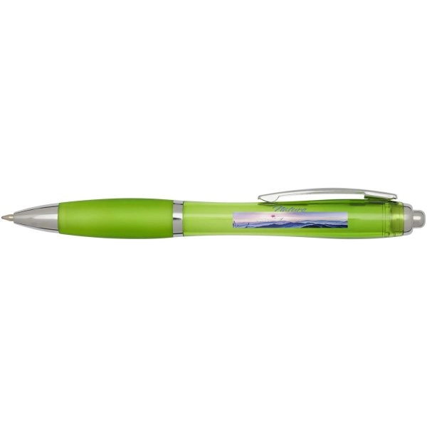 Immagine Penna a sfera in plastica riciclata certificata RCS con fusto e impugnatura colorati (inchiostro blu) Nash