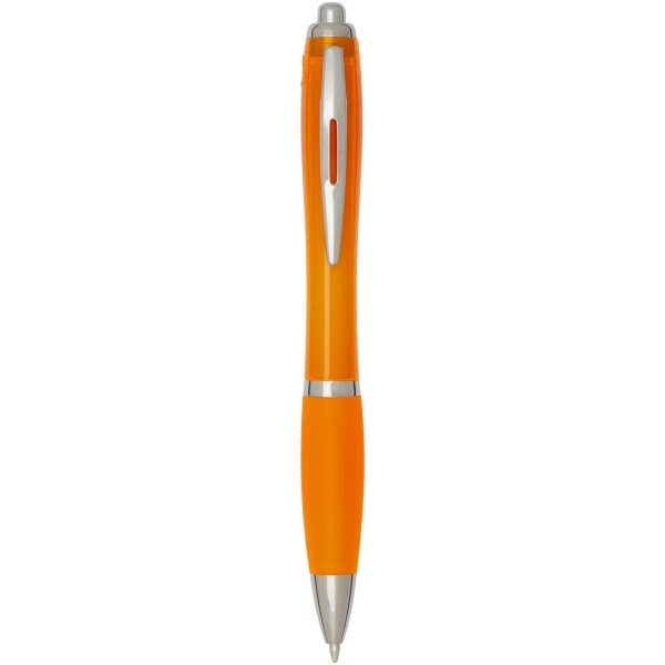 Immagine Penna a sfera in plastica riciclata certificata RCS con fusto e impugnatura colorati (inchiostro blu) Nash