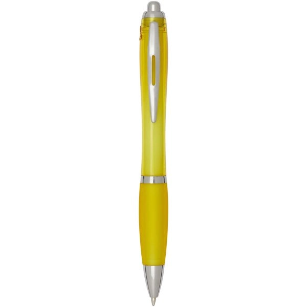 Immagine Penna a sfera in plastica riciclata certificata RCS con fusto e impugnatura colorati (inchiostro blu) Nash
