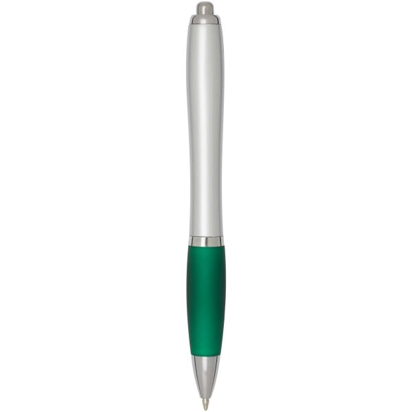Immagine Penna a sfera in plastica riciclata certificata RCS con fusto argentato e impugnatura colorata (inchiostro nero) Nash