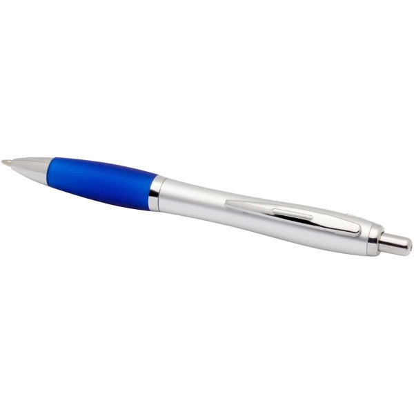 Immagine Penna a sfera in plastica riciclata certificata RCS con fusto argentato e impugnatura colorata (inchiostro nero) Nash