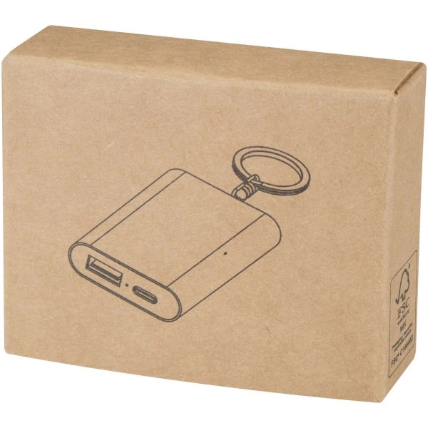 Immagine Power bank da 2000 mAh in alluminio riciclato con portachiavi Arcturus