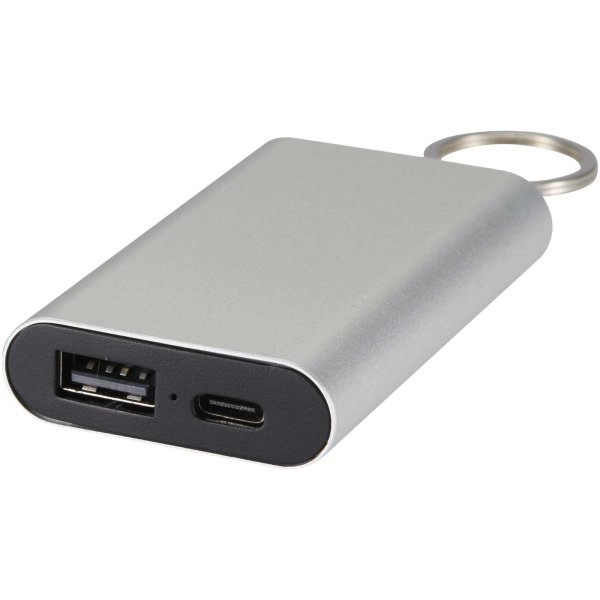 Immagine Power bank da 2000 mAh in alluminio riciclato con portachiavi Arcturus