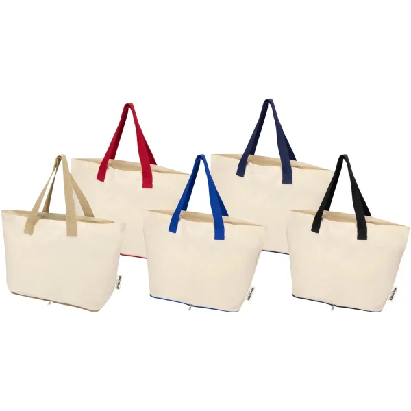 Immagine Tote bag pieghevole in cotone riciclato certificato GRS da 140 g/m² Sierra - 12L