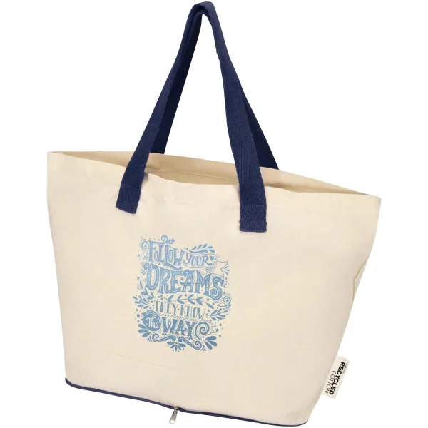 Immagine Tote bag pieghevole in cotone riciclato certificato GRS da 140 g/m² Sierra - 12L