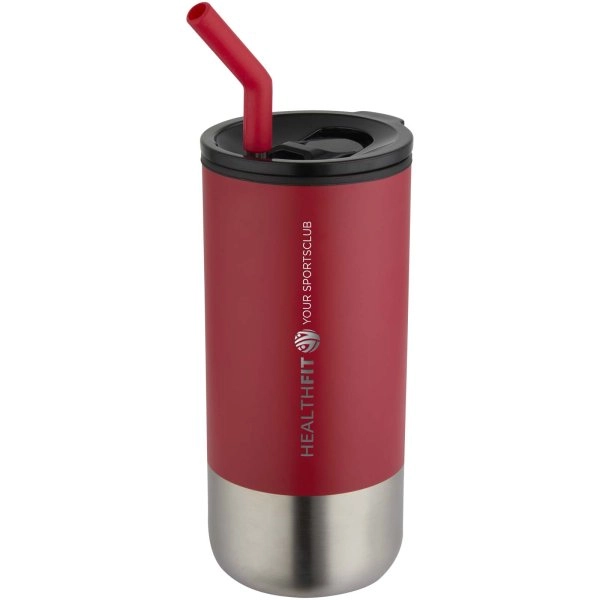Immagine Bicchiere termico in materiale certificato RCS con cannuccia Grayson da 480 ml