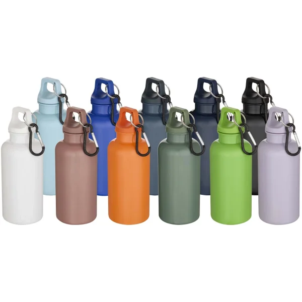Immagine Borraccia in plastica riciclata RCS in tinta unita da 400 ml con moschettone Oregon 