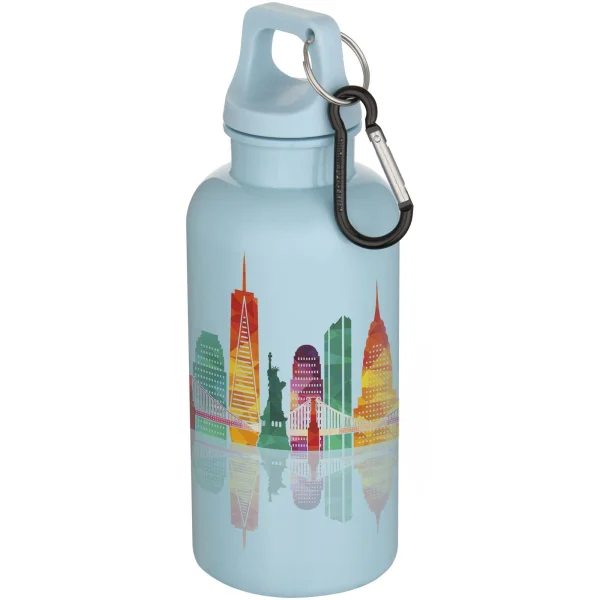 Immagine Borraccia in plastica riciclata RCS in tinta unita da 400 ml con moschettone Oregon 