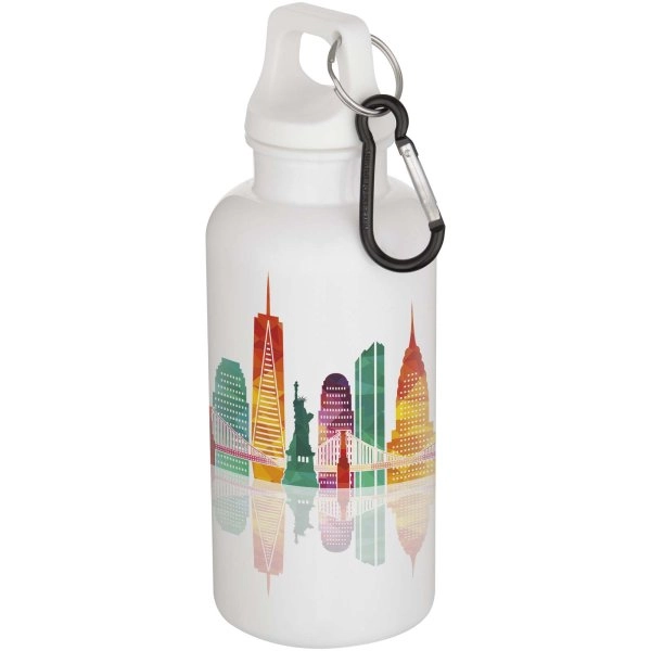 Immagine Borraccia in plastica riciclata RCS in tinta unita da 400 ml con moschettone Oregon 
