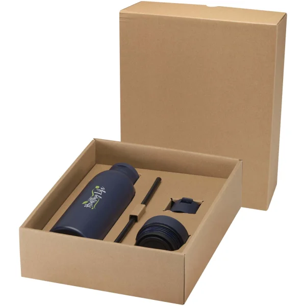 Immagine Borraccia in acciaio inossidabile riciclato certificato RCS a doppia parete da 650 ml con set di coperchi da 3 pezzi Illumina
