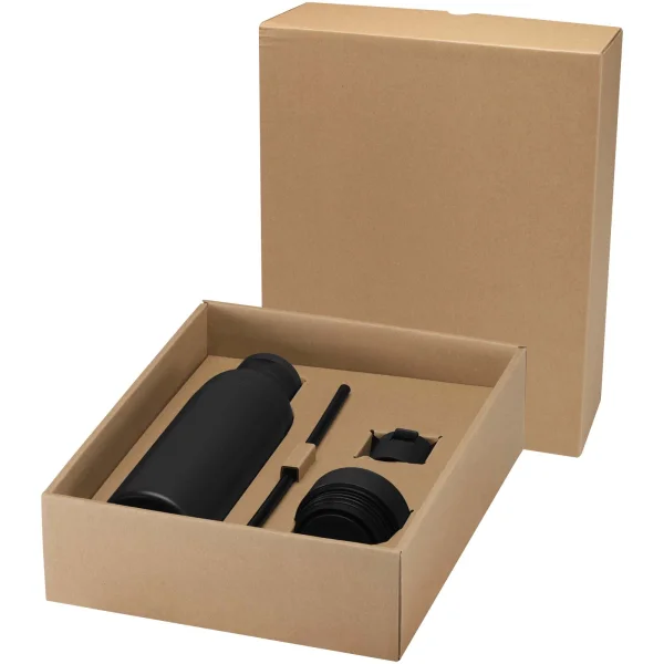 Immagine Borraccia in acciaio inossidabile riciclato certificato RCS a doppia parete da 650 ml con set di coperchi da 3 pezzi Illumina