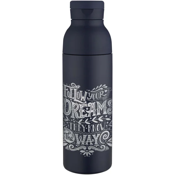 Immagine Borraccia in acciaio inossidabile riciclato certificato RCS a doppia parete da 650 ml con set di coperchi da 3 pezzi Illumina