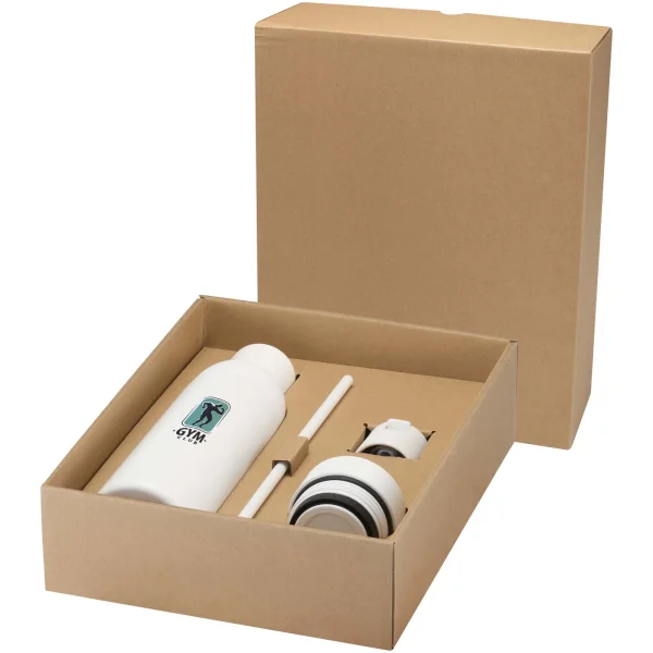 Immagine Borraccia in acciaio inossidabile riciclato certificato RCS a doppia parete da 650 ml con set di coperchi da 3 pezzi Illumina