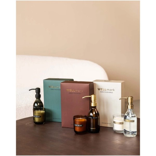 Immagine Set di dispenser di sapone per le mani da 250 ml e candela profumata da 150 g Wellmark Discovery