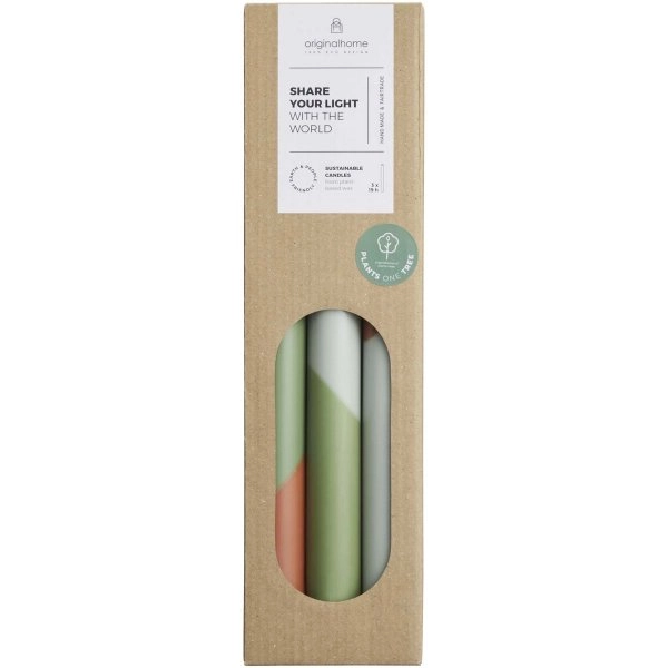 Immagine Set di 3 candele con design a colori diagonali Originalhome Eden